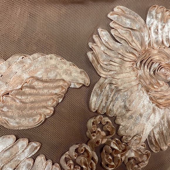 Akira Chicago Black Label Floral Applique Sheer Short Sleeve Bodysuit Sz Sm Nude - Picture 5 of 12